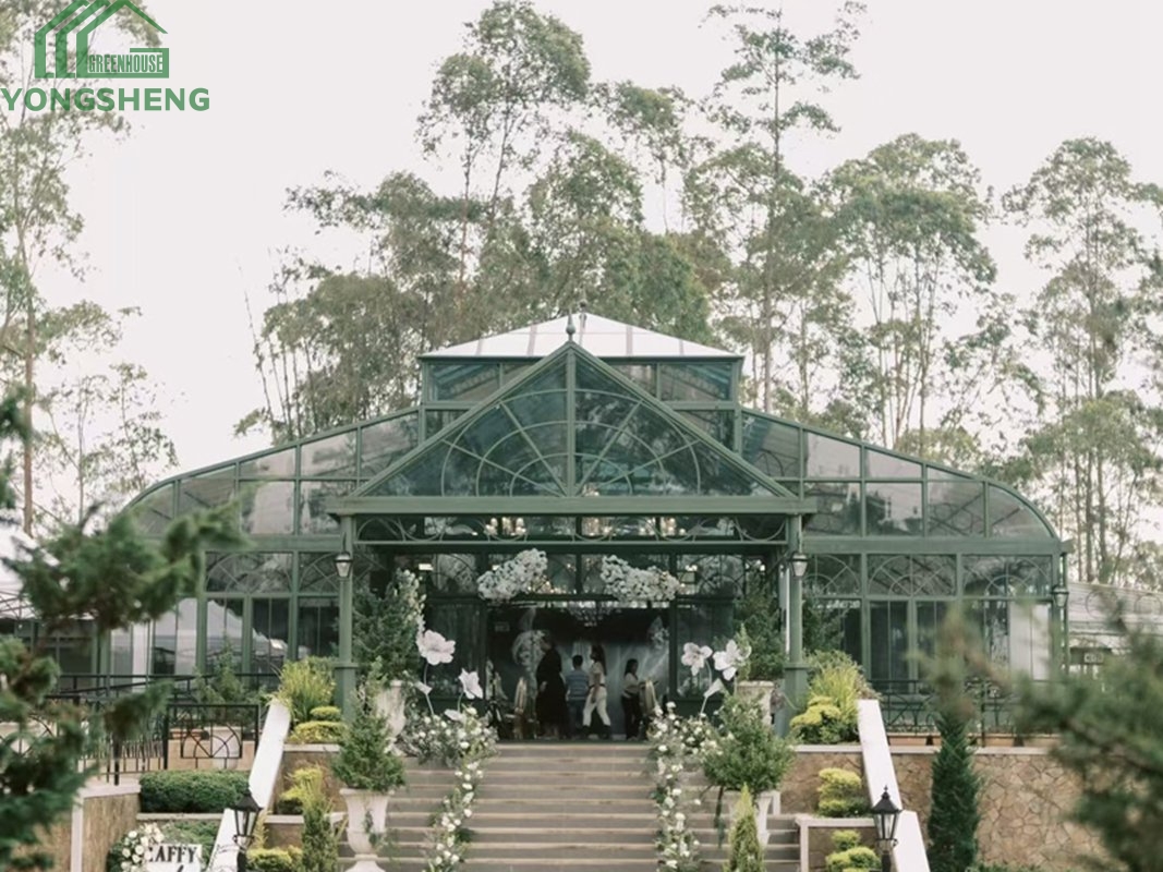 glass greenhouse, Victorian greenhouse, greenhouse wedding venue, large greenhouse